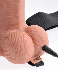 10 Inch Tan Hollow Rechargeable Vibrating Strap On By Fetish Fantasy Sheaths & Sleeves