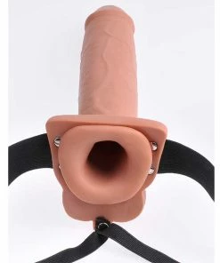 10 Inch Tan Hollow Rechargeable Vibrating Strap On By Fetish Fantasy Sheaths & Sleeves