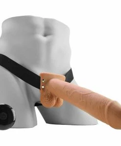 10 Inch Tan Hollow Rechargeable Vibrating Strap On By Fetish Fantasy Sheaths & Sleeves