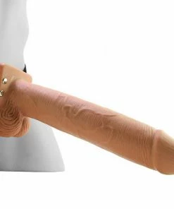 10 Inch Tan Hollow Rechargeable Vibrating Strap On By Fetish Fantasy Sheaths & Sleeves