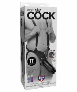 Pipedream Products 11 Inch Double Penetration Two Cocks Black Penis Extension Strap On Sleeve
