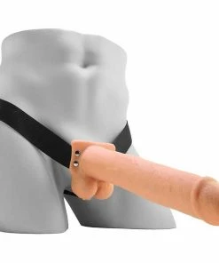 Sheaths & Sleeves 11 Inch Tan Rechargeable Vibrating Hollow Strap On Penis Extension By Fetish Fantasy