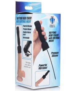 Trinity Vibes 16X Black Silicone Penis Head Vibrating Teaser With Urethral Sound Urethral Sounds & Penis Plugs