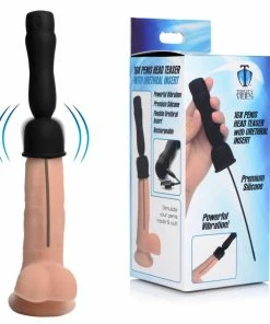 Trinity Vibes 16X Black Silicone Penis Head Vibrating Teaser With Urethral Sound Urethral Sounds & Penis Plugs