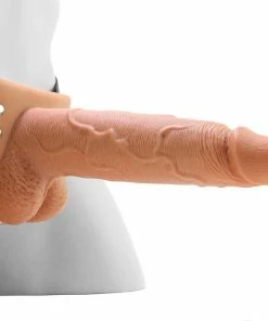 Sheaths & Sleeves 7 Inch Tan Squirting Hollow Realistic Strap-On With Balls By Fetish Fantasy