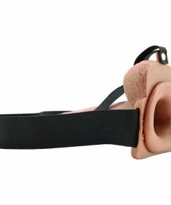 Sheaths & Sleeves 7 Inch Tan Squirting Hollow Realistic Strap-On With Balls By Fetish Fantasy