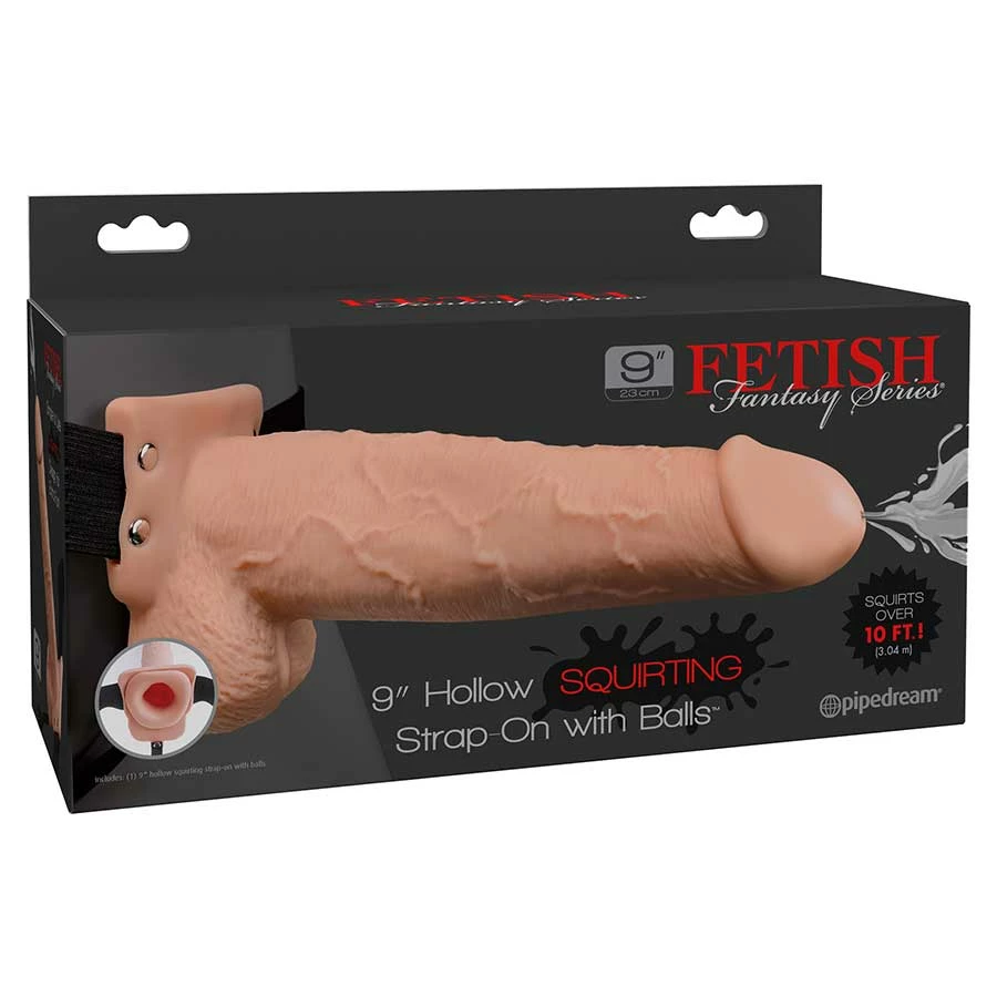 9 Inch Tan Squirting/Cumming Hollow Strap On Penis Extension By Fetish Fantasy 9 9 Inch Tan Squirting/Cumming Hollow Strap On Penis Extension By Fetish Fantasy