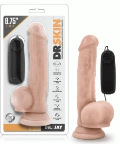 Blush Novelties Dr. Skin Realistic 8.75 Inch Dr. Jay Vibrating Suction Anal Dildo With Balls Anal Sex Toys