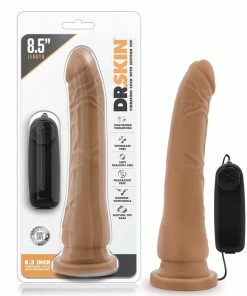Anal Sex Toys Dr. Skin Thin 8.5 Inch Suction Cup Vibrating Mocha Anal Dildo By Blush Novelties