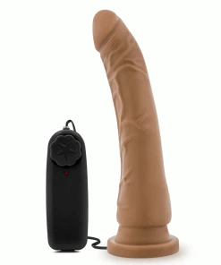 Anal Sex Toys Dr. Skin Thin 8.5 Inch Suction Cup Vibrating Mocha Anal Dildo By Blush Novelties