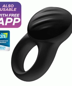 Cock Rings Satisfyer Signet Black Silicone Vibrating Cock Ring With App Control
