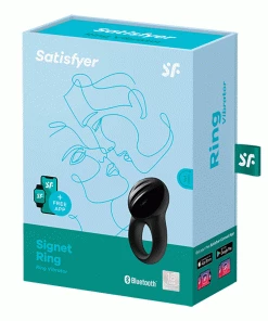 Cock Rings Satisfyer Signet Black Silicone Vibrating Cock Ring With App Control
