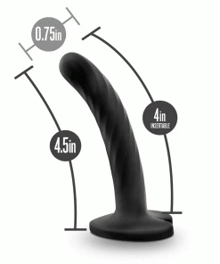 Temptasia Twist 4.5 Inch Small Black Silicone Dildo By Blush Novelties
