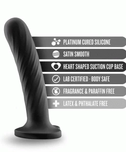 Anal Sex Toys Temptasia Twist 7 Inch Large Black Silicone Dildo By Blush Novelties
