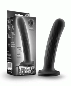 Anal Sex Toys Temptasia Twist 7 Inch Large Black Silicone Dildo By Blush Novelties