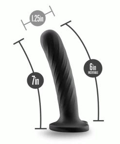 Anal Sex Toys Temptasia Twist 7 Inch Large Black Silicone Dildo By Blush Novelties