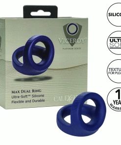 Viceroy Max Dual Ring Blue Silicone Cock And Ball Ring By Cal Exotics Cock Rings
