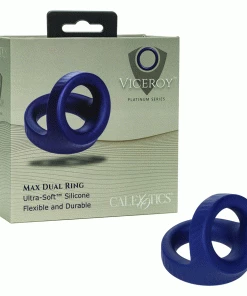 Viceroy Max Dual Ring Blue Silicone Cock And Ball Ring By Cal Exotics Cock Rings