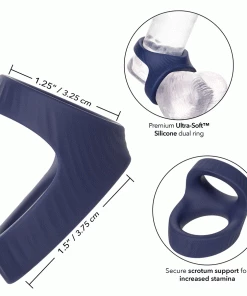 Viceroy Max Dual Ring Blue Silicone Cock And Ball Ring By Cal Exotics Cock Rings