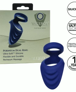 Viceroy Perineum Dual Ring Blue Silicone Cock Ring By Cal Exotics
