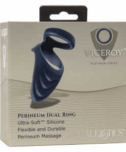 Viceroy Perineum Dual Ring Blue Silicone Cock Ring By Cal Exotics
