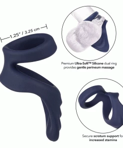 Viceroy Perineum Dual Ring Blue Silicone Cock Ring By Cal Exotics
