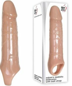 Adam & Eve Adam And Eve 7 Inch Realistic Penis Extension Sleeve With Ball Strap Sheaths & Sleeves