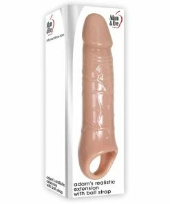 Adam & Eve Adam And Eve 7 Inch Realistic Penis Extension Sleeve With Ball Strap Sheaths & Sleeves