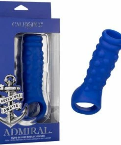 Cal Exotics Admiral Liquid Silicone Blue Beaded Cock Sheath Girth Enhancer Sheaths & Sleeves