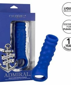 Cal Exotics Admiral Liquid Silicone Blue Beaded Cock Sheath Girth Enhancer Sheaths & Sleeves