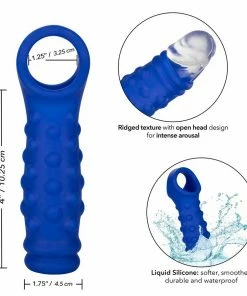 Cal Exotics Admiral Liquid Silicone Blue Beaded Cock Sheath Girth Enhancer Sheaths & Sleeves