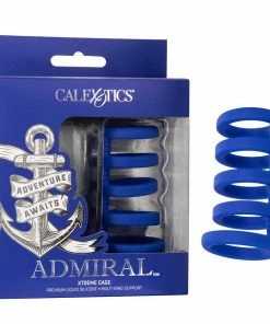 Cal Exotics Admiral Xtreme Blue Liquid Silicone Cock Cage Ring Combo Cock Rings