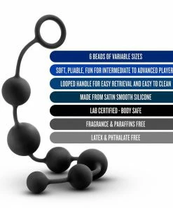 Anal Sex Toys Advanced Black Silicone Anal Beads By Blush Novelties | 16 Inch Performance Anal Chain
