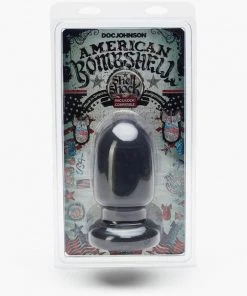 Doc Johnson American Bombshell Shell Shocked Huge Round Butt Plug Gun Metal Grey
