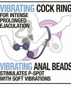 Anal Adventures Platinum Silicone Anal Beads With Vibrating Cock Ring By Blush Novelties Cock Rings