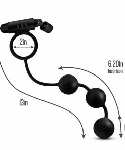 Anal Adventures Platinum Silicone Anal Beads With Vibrating Cock Ring By Blush Novelties Cock Rings