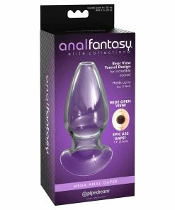 Pipedream Products Anal Sex Toys Anal Fantasy Elite Mega Anal Gaper Clear Glass Open Tunnel Butt Plug