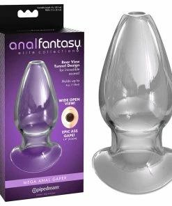 Pipedream Products Anal Sex Toys Anal Fantasy Elite Mega Anal Gaper Clear Glass Open Tunnel Butt Plug