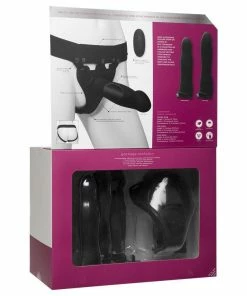 Doc Johnson Be Naughty Vibrating Hollow Silicone Strap On Penis Extension Set Black