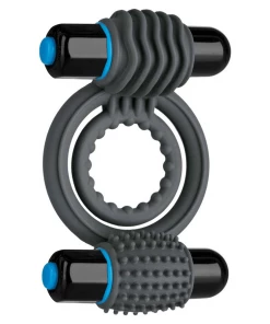 Black Double Vibrating Bullet Silicone Cock Ring For Men By Optimale