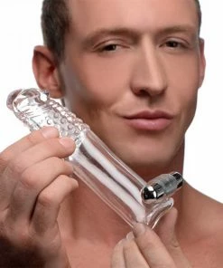 Clear Sensations Penis Extender Vibro Sleeve With Bullet By Size Matters Sheaths & Sleeves