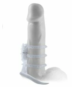 Pipedream Products Sheaths & Sleeves Clear Vibrating Cock Cage With Micro Bullet By Fantasy X-tensions