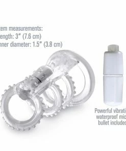 Pipedream Products Sheaths & Sleeves Clear Vibrating Cock Cage With Micro Bullet By Fantasy X-tensions