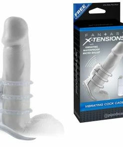 Pipedream Products Sheaths & Sleeves Clear Vibrating Cock Cage With Micro Bullet By Fantasy X-tensions