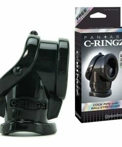 Pipedream Products Cock Pipe Penis Ring & Ball Stretcher Black Sleeve By Fantasy C-Ringz Cock Rings