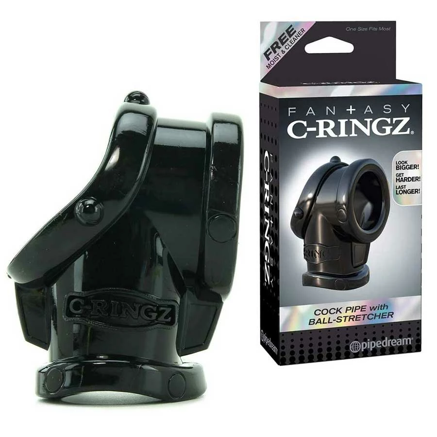 Pipedream Products Cock Pipe Penis Ring & Ball Stretcher Black Sleeve By Fantasy C-Ringz Cock Rings 3 Pipedream Products Cock Pipe Penis Ring & Ball Stretcher Black Sleeve By Fantasy C-Ringz Cock Rings