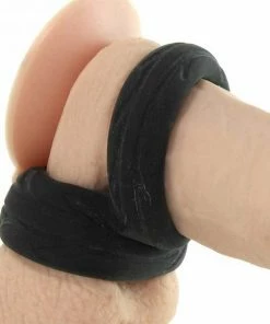 Cock Ring & Ball Stretcher Black Penis Enhancer By Perfect Fit Brand