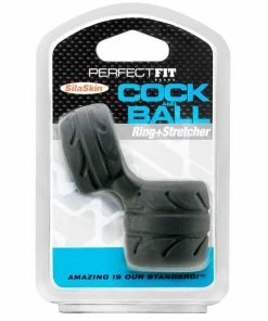 Cock Ring & Ball Stretcher Black Penis Enhancer By Perfect Fit Brand