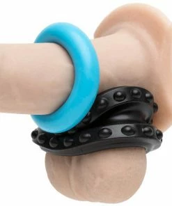 Sir Richard's Control Pro Performance Beginners Dual Cock Ring Set By Sir Richards Black And Blue Cock Rings