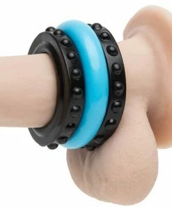 Sir Richard's Control Pro Performance Beginners Dual Cock Ring Set By Sir Richards Black And Blue Cock Rings